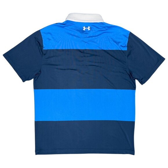 Men's UNDER ARMOUR The Playoff Polo Golf Blue Striped Loose Fit- Size XL - Picture 3 of 7